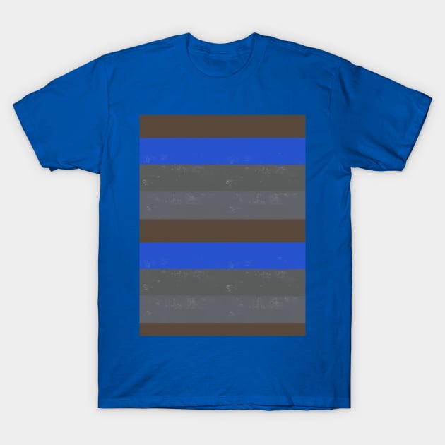 Bright Blue, Brown and Grey Rough Painted Style Stripes T-Shirt by OneThreeSix